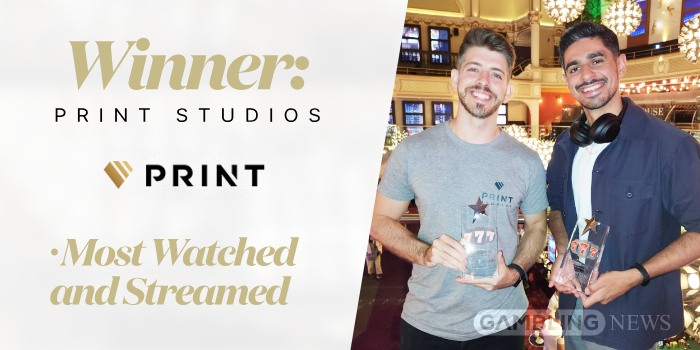 A Print Studios nyerte a GamblingNews Awards legtobbet streamelt es