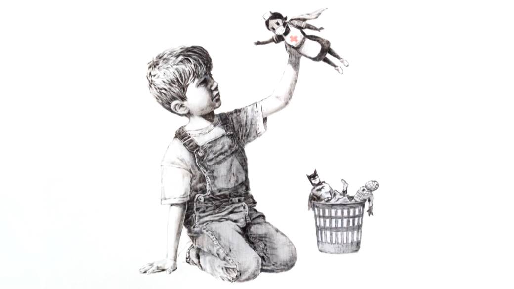 Kattints a videó lejátszásához: „Banksy legújabb alkotása az egészségügyi dolgozókat tiszteli a COVID-19 világjárvány közepette”