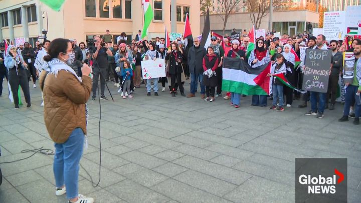 Kattintson ide a videó lejátszásához: „A közel-keleti erőszak miatt Edmonton tiltakozik: „A közösségünk nagyon-nagyon fél”