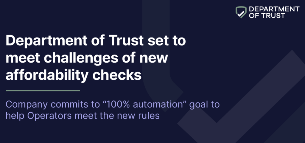 Department of Trust, hogy megfeleljen a megfizethetőségi ellenőrzések kihívásainak